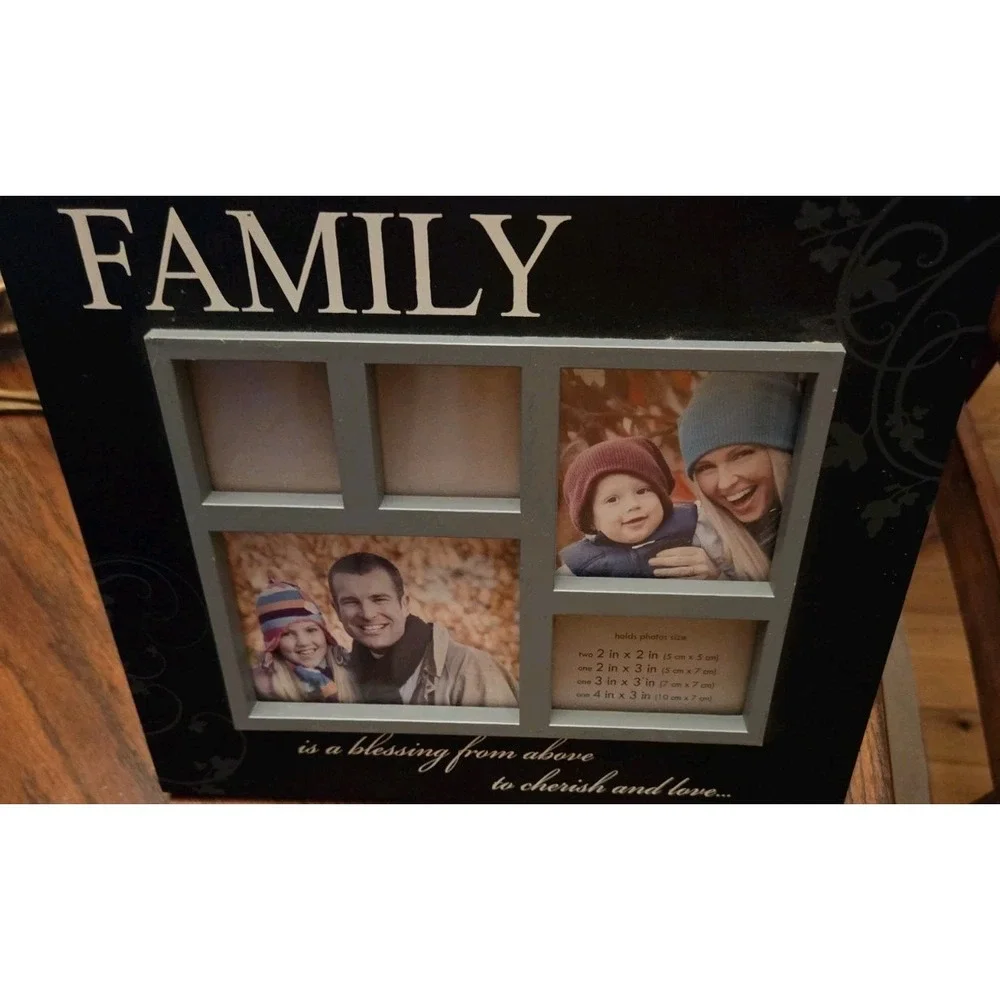 Multi Picture Black Wood Photo Frame Family  10.5 x 8.5 inches New